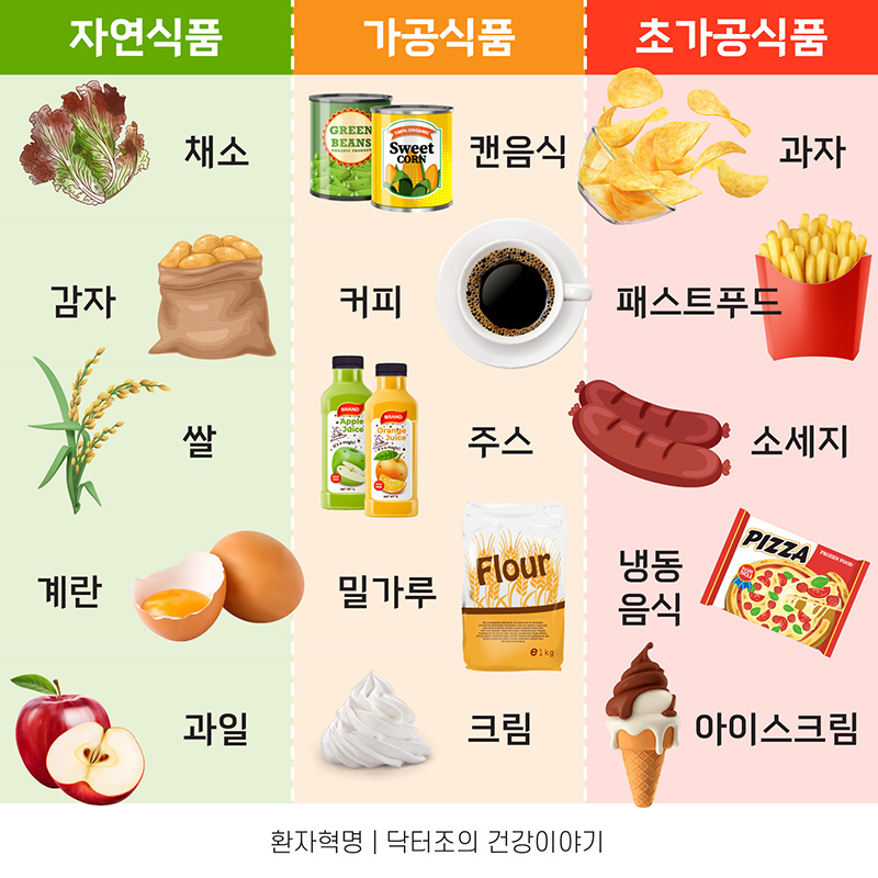 신선한 식재료와 가공식품의 비교 (닥터조의 건강이야기)