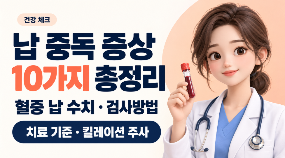 납 중독 증상 10가지 총정리|혈중 납 수치 정상범위·검사방법·치료 기준·킬레이션 주사