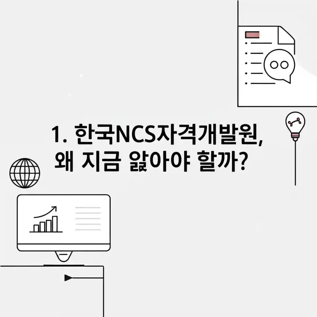 한국NCS자격개발원, 왜 지금 알아야 할까? 섹션 내용을 설명하는, 현재 NCS 자격의 중요성과 필요성을 강조하는 이미지.