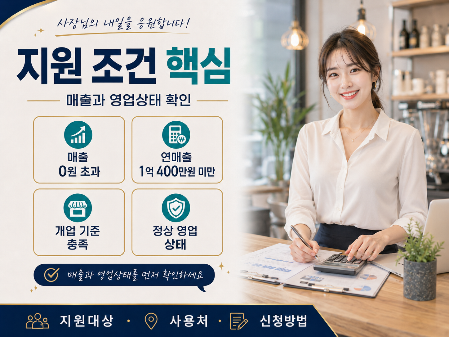 소상공인 경영안정 바우처 매출 개업 정상 영업 지원조건 확인