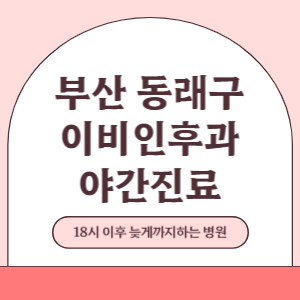 부산 동래구 야간진료 이비인후과 병원 (18시 이후 늦게까지하는 병원)