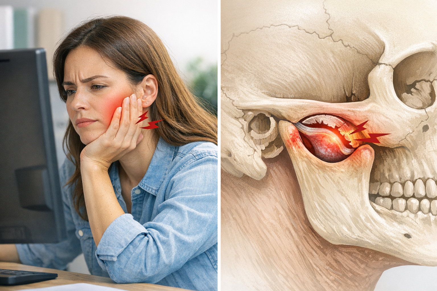 턱 괴는 습관 턱관절 문제 이미지