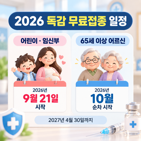 2026 독감 무료접종 어린이&middot;임신부 9월 21일 시작, 65세 이상 어르신 10월 순차 시작 일정 이미지