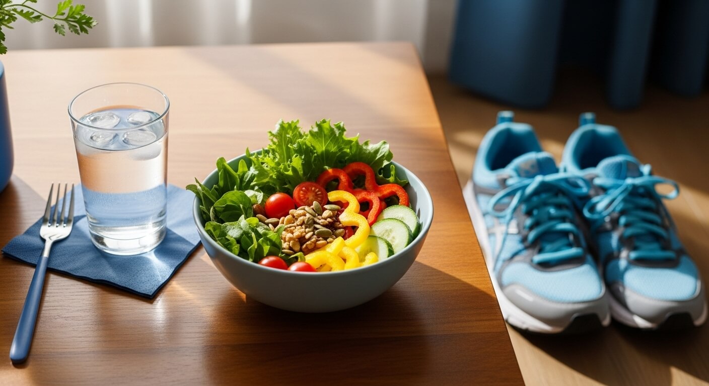 얼음물+야채한가득+운동화