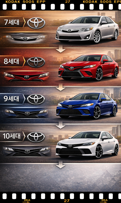 토요타 캠리 7세대 8세대 9세대 10세대 외형 디자인 변화 비교