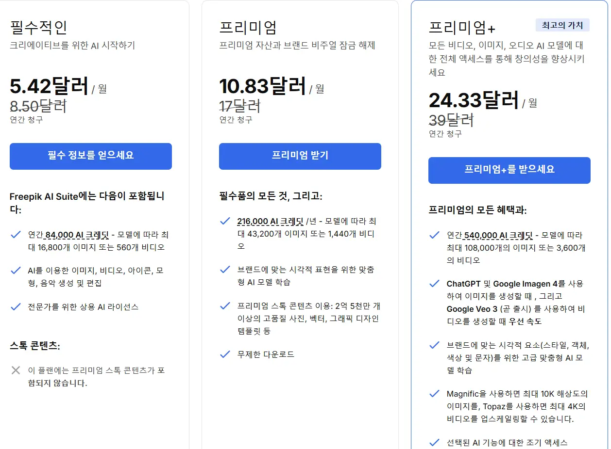 프리픽 요금표