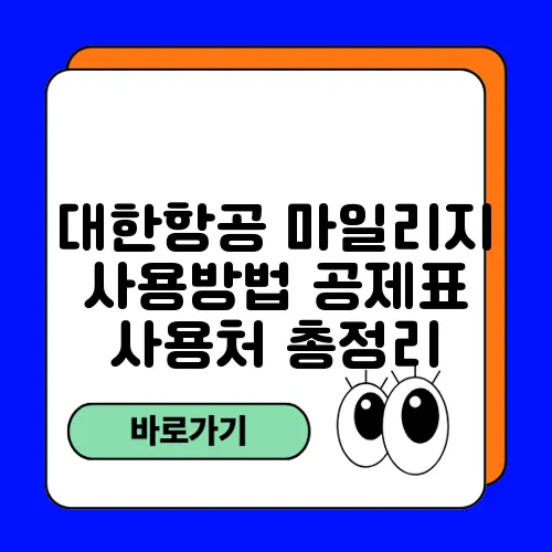대한항공 마일리지 사용방법 공제표 사용처 총정리