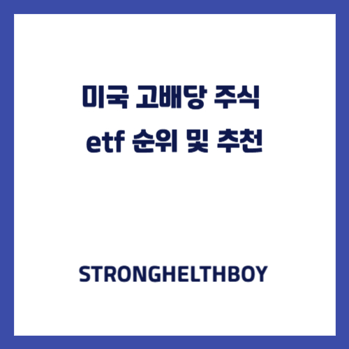 미국 고배당 주식 etf 순위 및 추천