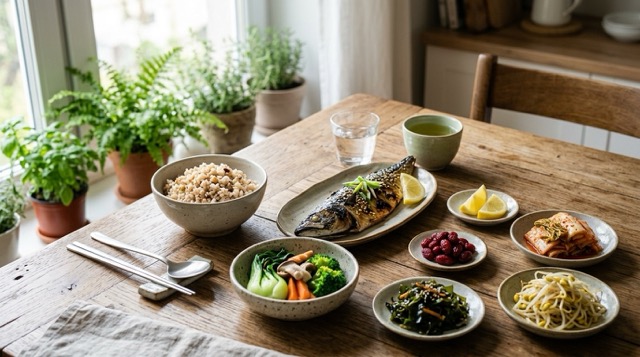 혈당 관리 식단 &mdash; 산수유차와 건강한 식사 조합