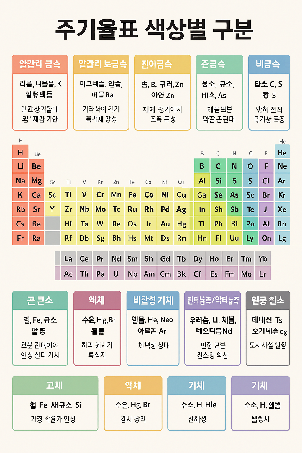 주기율표 색상별 구분 이유는? 쉽게 이해하는 원소 분류법