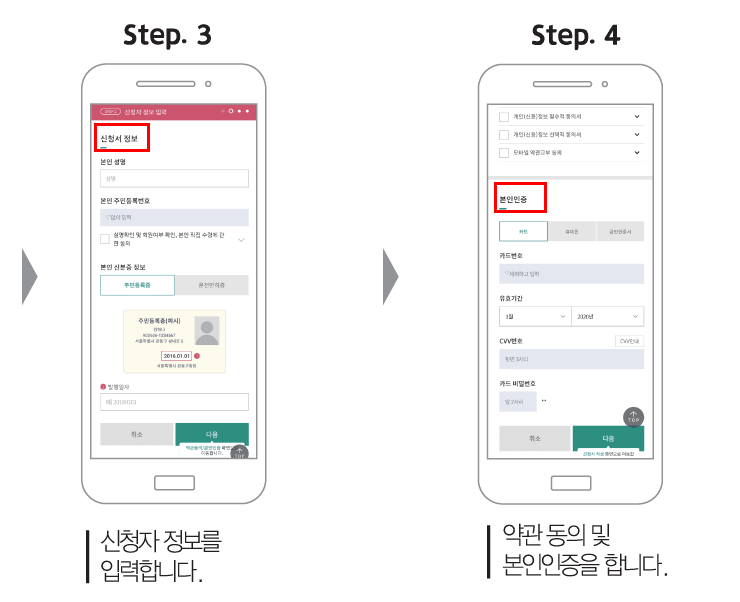 카드발급-스텝3&amp;#44;4