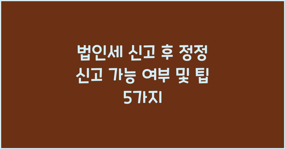 법인세 신고 후 정정 신고 가능 여부