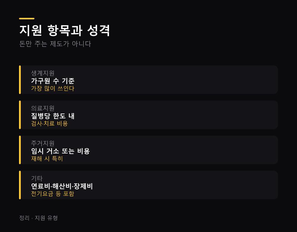 지원 항목과 성격