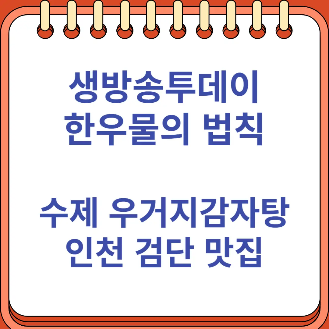 생방송투데이 한우물의 법칙 수제 우거지 감자탕 인천 검단 맛집