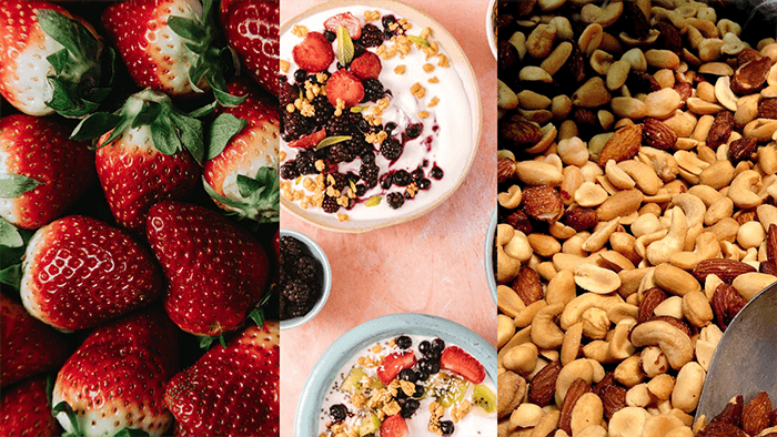 딸기와 견과류 사진