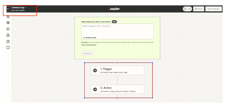 자피어 create zap접속화면