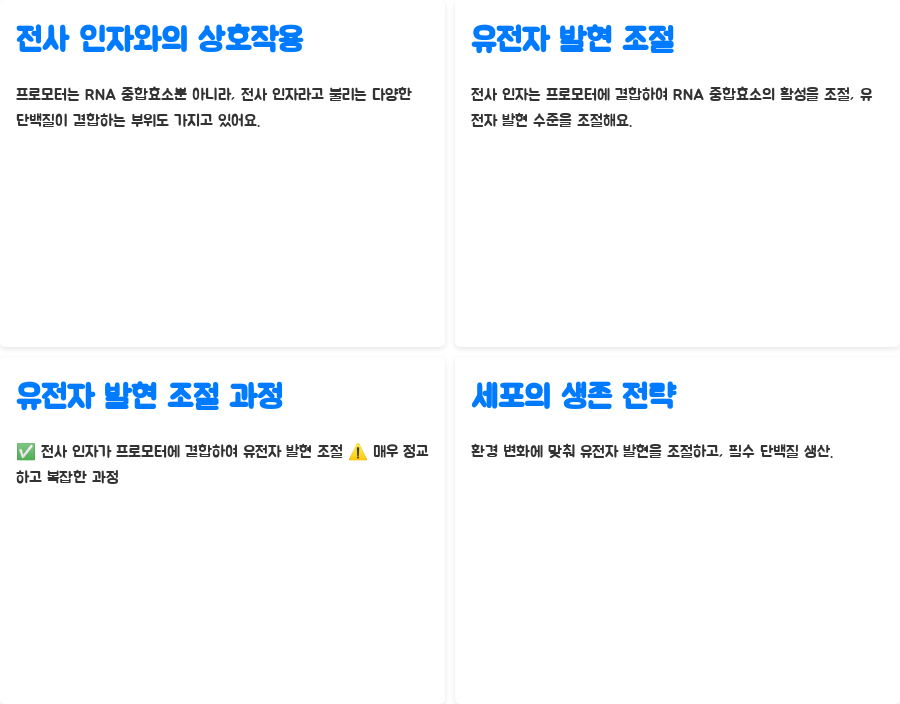 분자생물학: 프로모터와 오퍼레이터, 유전자 발현의 비밀! - 프로모터: 유전자 발현의 시작을 알리는 신호등 - 전사 인자와의 상호작용: 유전자 발현 조절 분자생물학: 프로모터와 오퍼레이터, 유전자 발현의 비밀! - 프로모터: 유전자 발현의 시작을 알리는 신호등 - 전사 인자와의 상호작용: 유전자 발현 조절