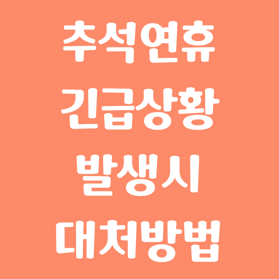 추석연휴 긴급상황 발생시 대처방법