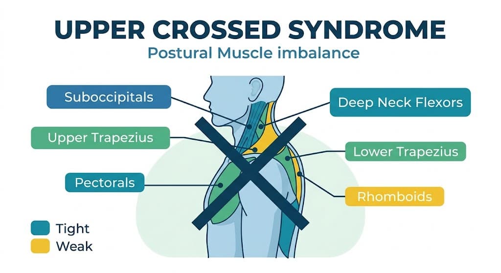 상부교차증후군 근육 불균형 라운드숄더와 거북목 원인