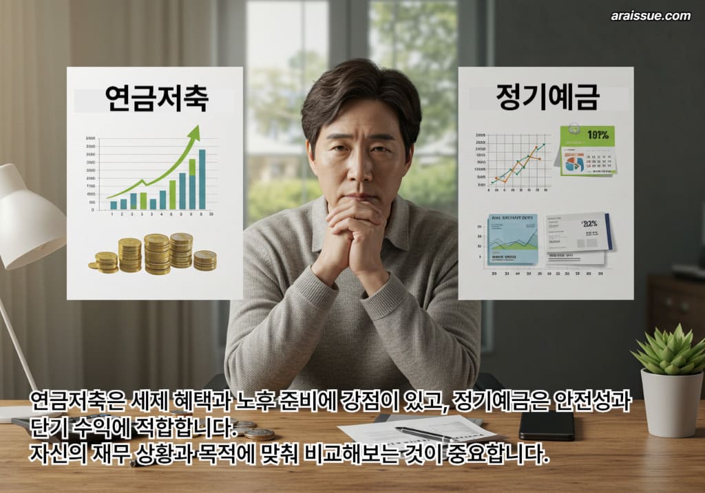 연금저축은 세제 혜택과 노후 준비에 강점이 있고, 정기예금은 안전성과 단기 수익에 적합합니다. 자신의 재무 상황과 목적에 맞춰 비교해보는 것이 중요합니다.