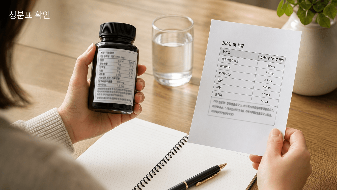 매스틱 유산균 성분표 확인