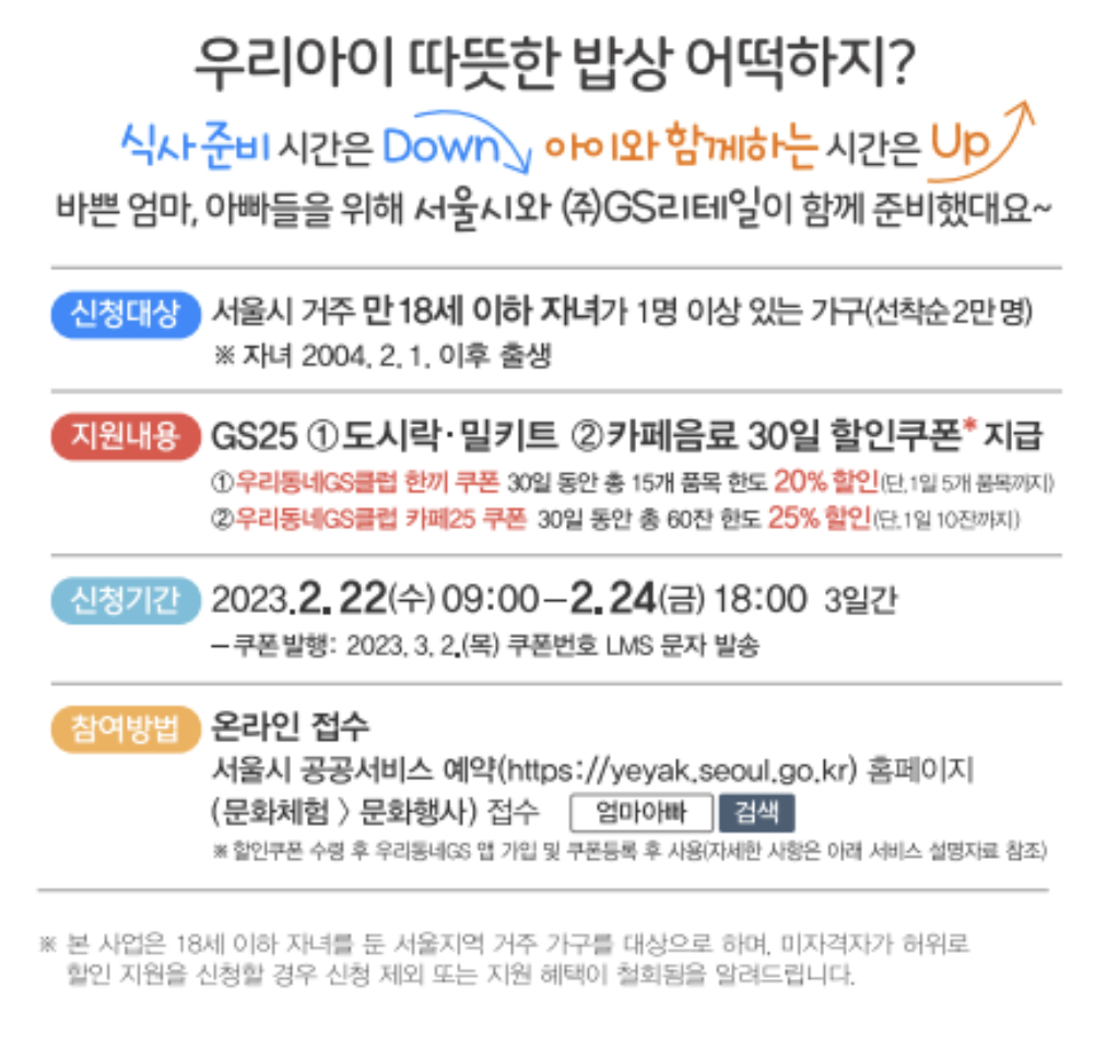 서울시 도시락, 밀키트 지원