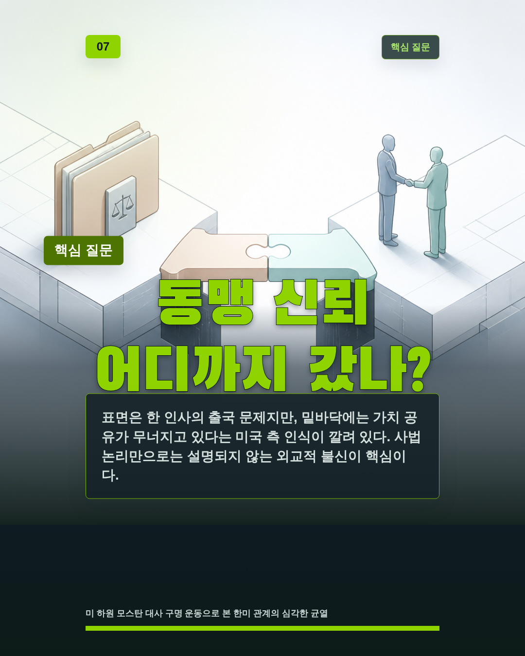 동맹 신뢰 어디까지 갔나?