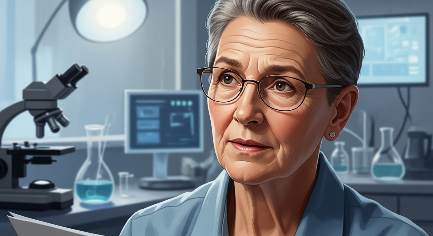 귓볼에 대각선 주름이 있는 노인이 치매와 귓볼주름의 연관성에 대해 생각하는 모습.