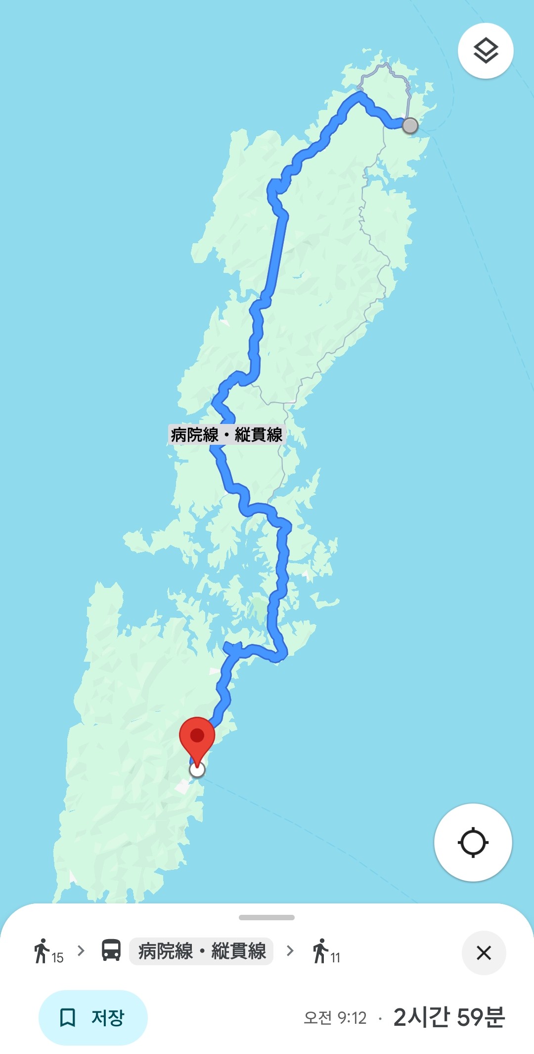 대마도 이즈하라-히타카츠 버스노선도 구글지도