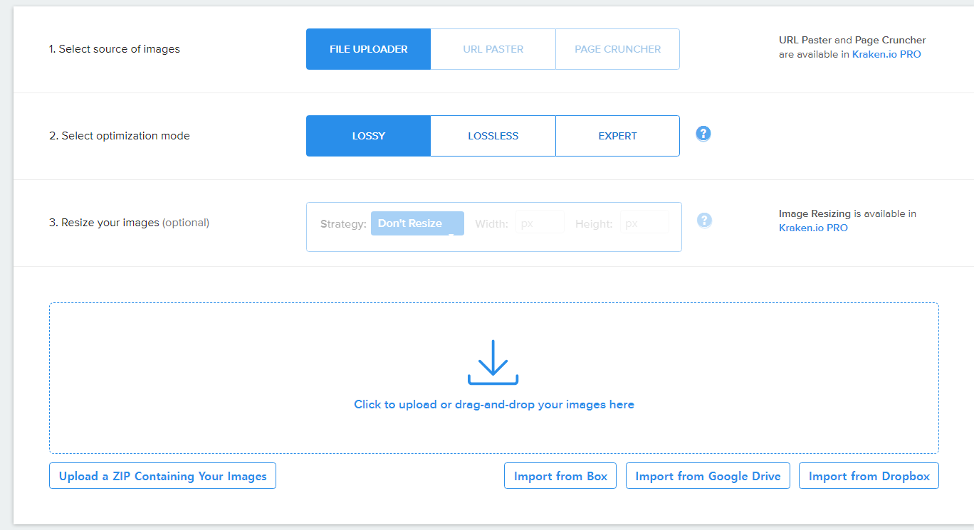 Kraken.io: 깊은 압축 기술로 이미지 용량 절감