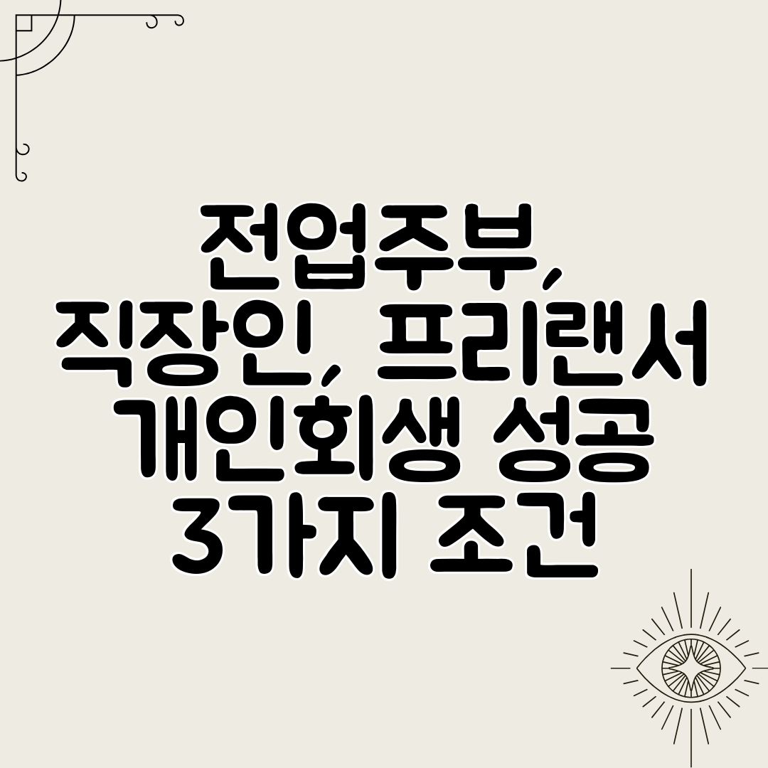 전업주부, 직장인, 프리랜서 개인회생 성공 3가지 조건