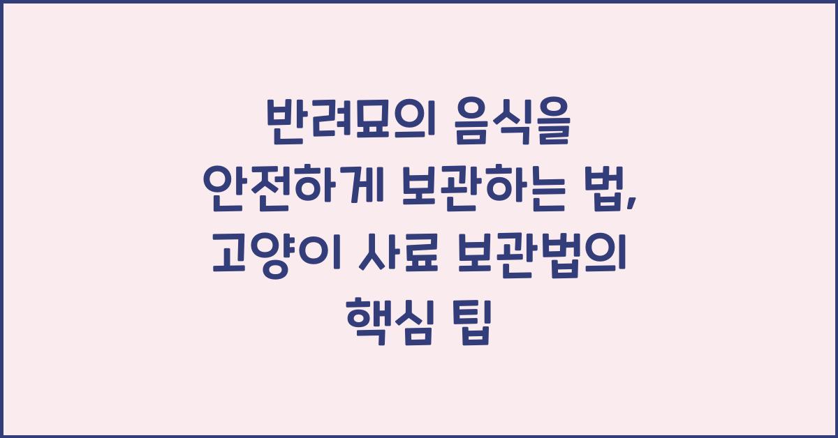 반려묘의 음식을 안전하게 보관하는 법: 고양이 사료 보관법