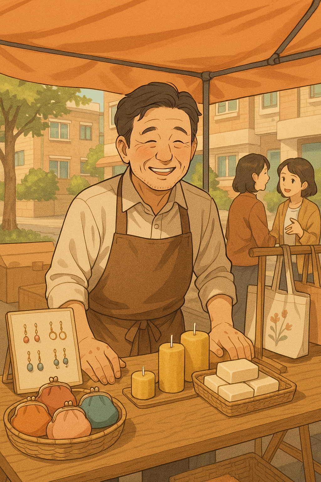 환하게 웃으며 손님을 맞이하는 모습