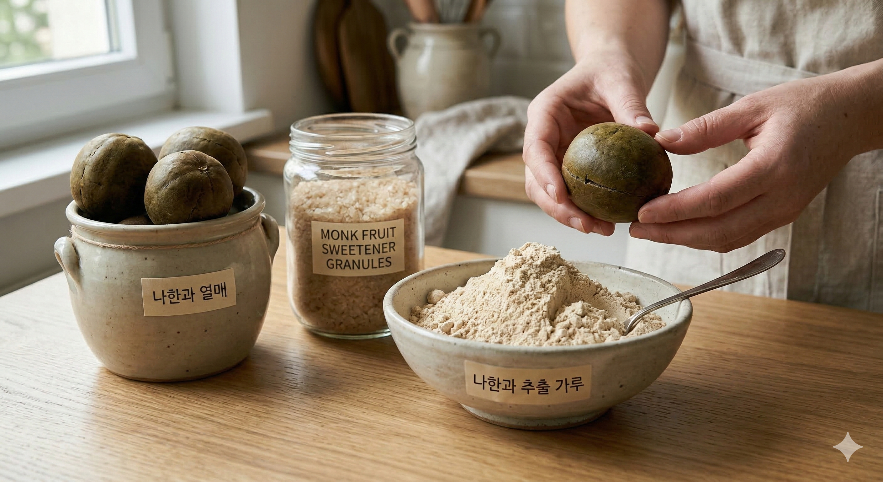 나한과 열매와 추출 가루의 모습