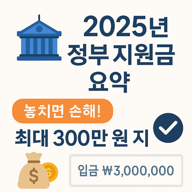 정부지원금 요약-놓치면 손해~ 최대 300만원 지원