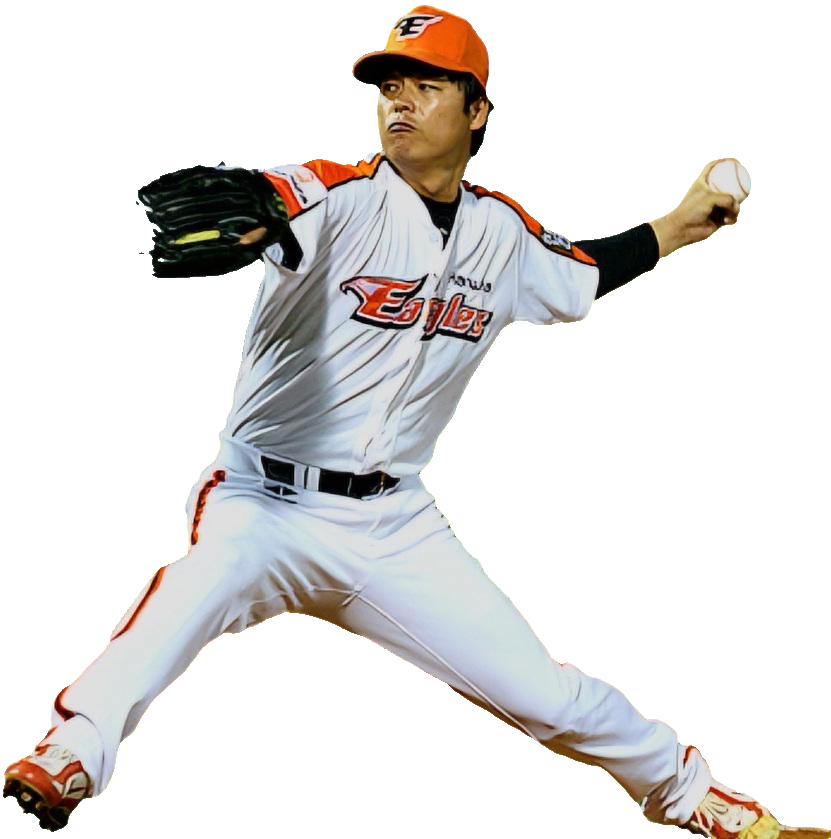 구대성 선수가 공을 던지고 있다.