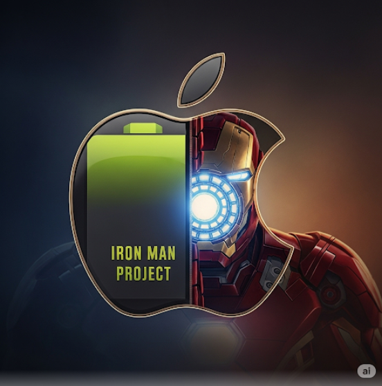 애플로고만큼의 소형베터리가 아이폰에 탈부착이 가능하다면?-구글 제미나이 생성 이미지