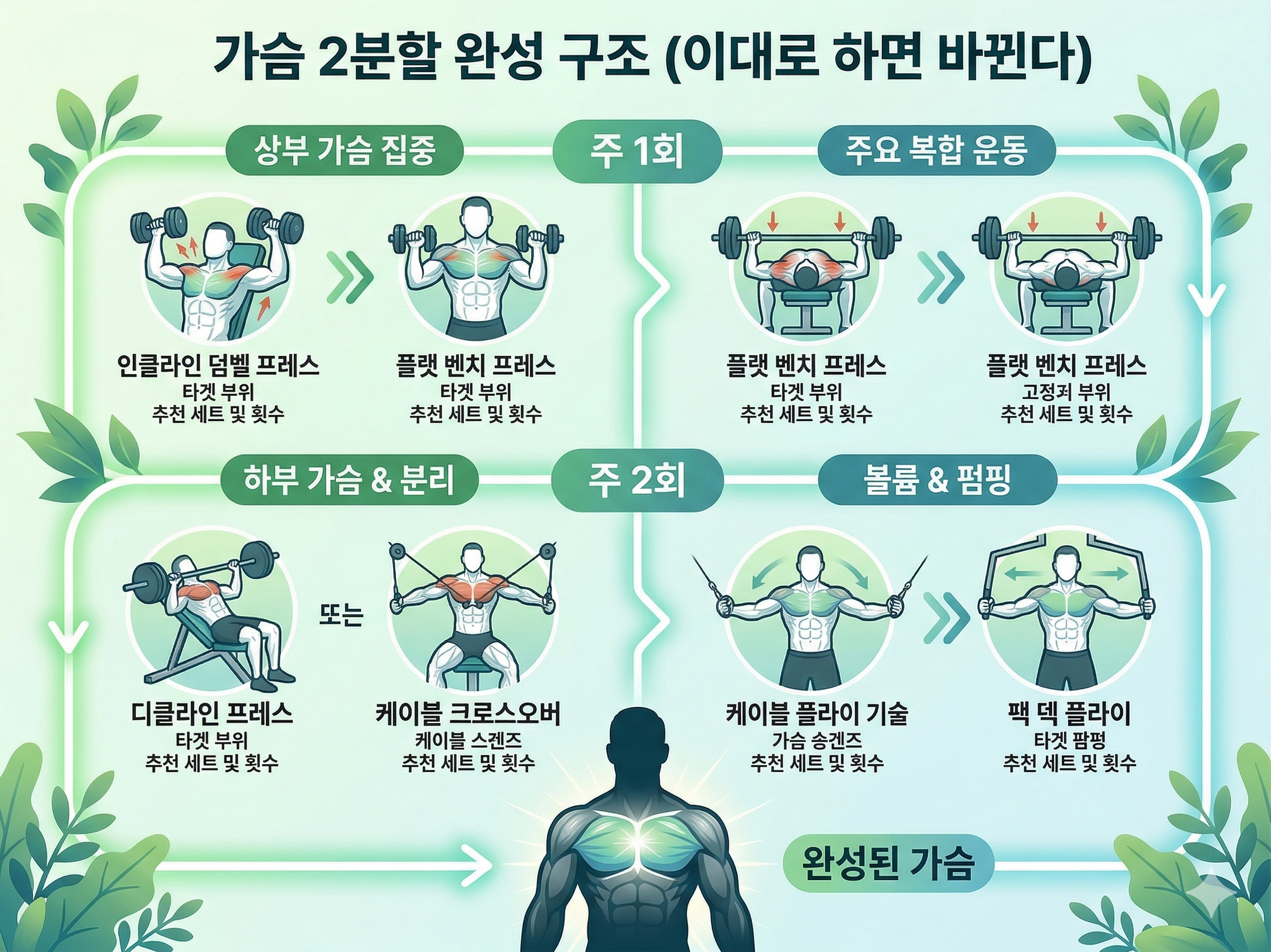 실제 루틴 구성: 가슴 2분할 완성 구조