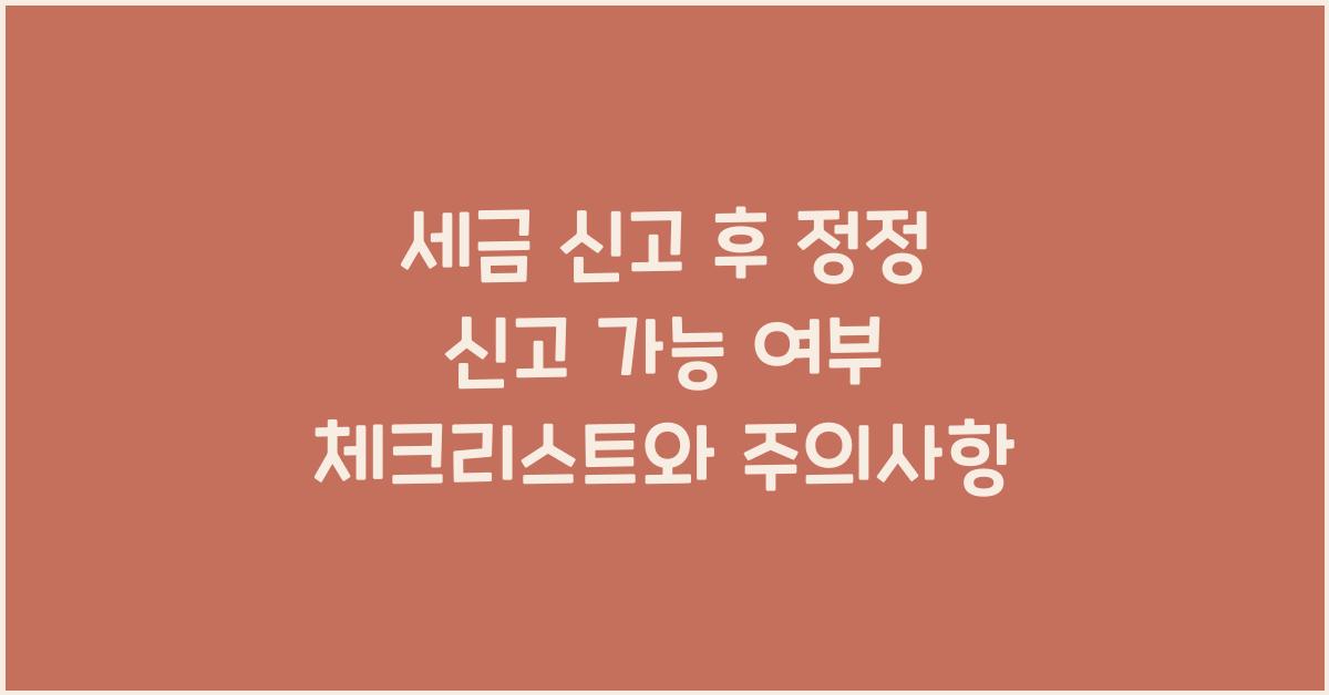 세금 신고 후 정정 신고 가능 여부