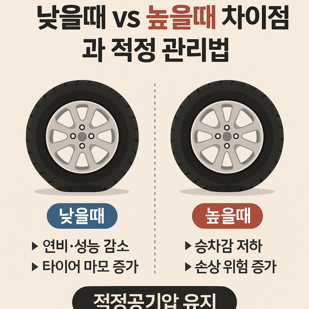 타이어 공기압 낮을때 vs 높을때 차이점과 적정 관리법