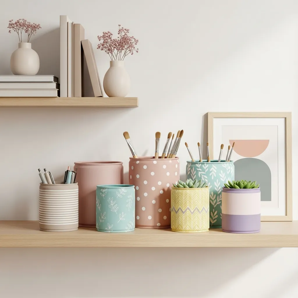 페인팅된 커피캔 정리함