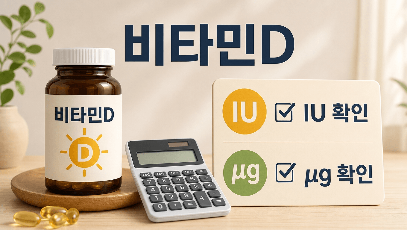 비타민D IU와 &mu;g 단위 확인