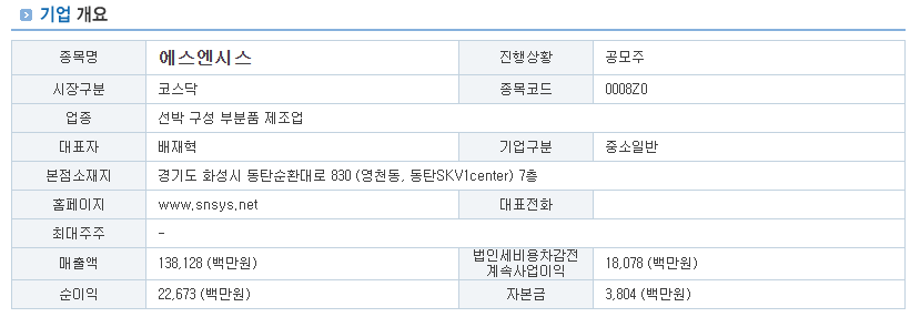 에스엔시스 어떤 회사인가?