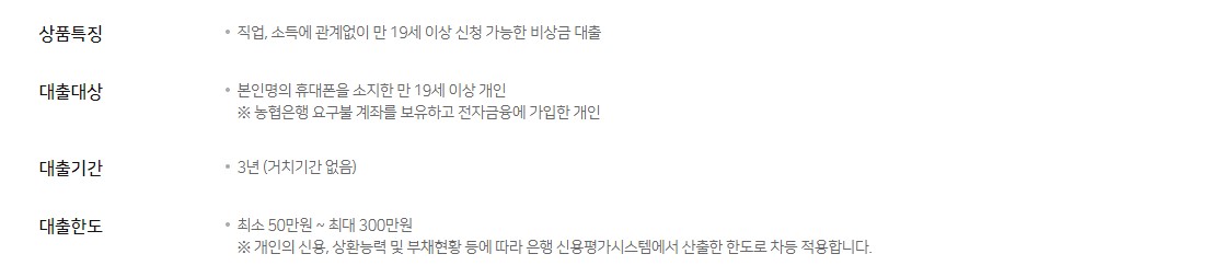 농협 올원뱅크 비상금대출 조건 금리 신청방법 서류