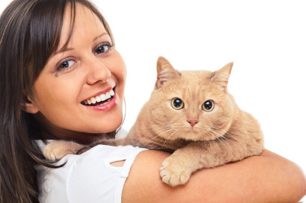 여자와 고양이.