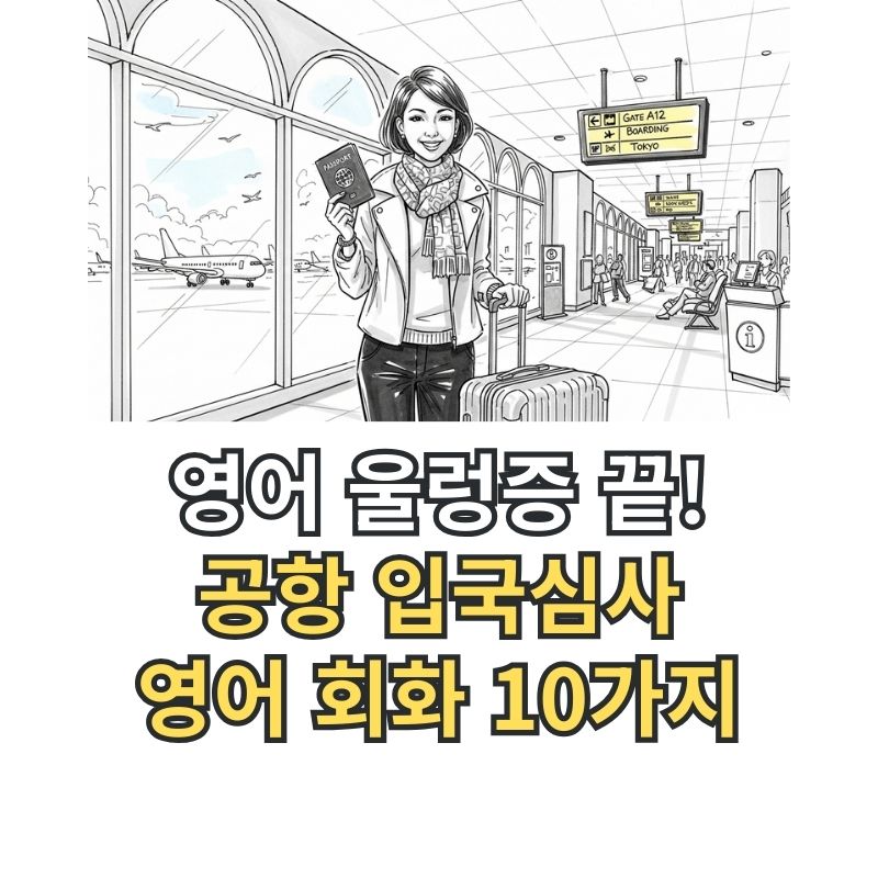 공항에서 여권을 들고 웃는 여행객