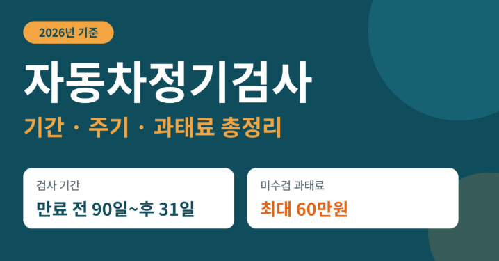자동차정기검사 기간 주기 과태료 총정리 (2026년 기준)