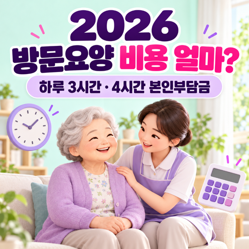 2026 방문요양 비용 얼마?｜하루 3시간&middot;4시간 이용 시 본인부담금 계산