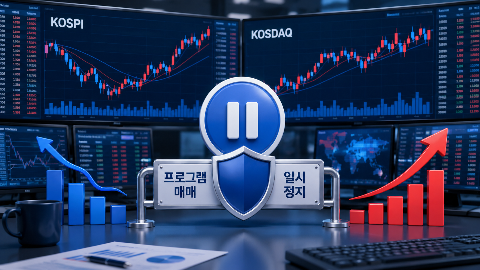 코스피 코스닥 사이드카 개념을 설명하는 주식시장 이미지