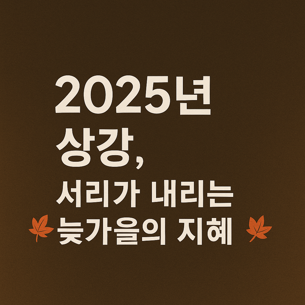 2025년 상강, 서리가 내리는 늦가을의 지혜 날짜, 뜻, 음식, 풍습 완벽 가이드